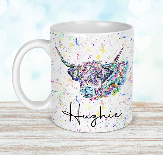 Personalised Highland Cow Mug and Coaster Set