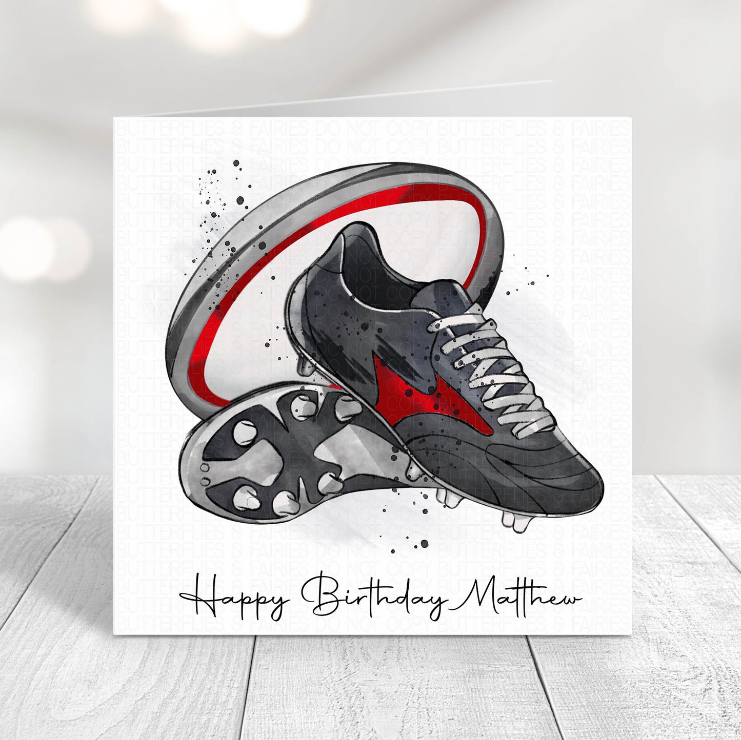 Personalised Rugby Birthday Card - Lots of Colour Options Available