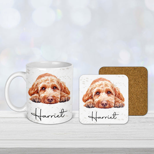 Cockapoo Personalised Mug – Custom Dog Gift with Name – Cute Apricot Cockapoo Design