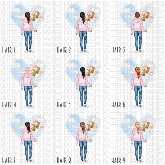 Personalised School Leaver Card 2026 – Girl with Baby Pink Leavers Hoodie | Last Day of School Card