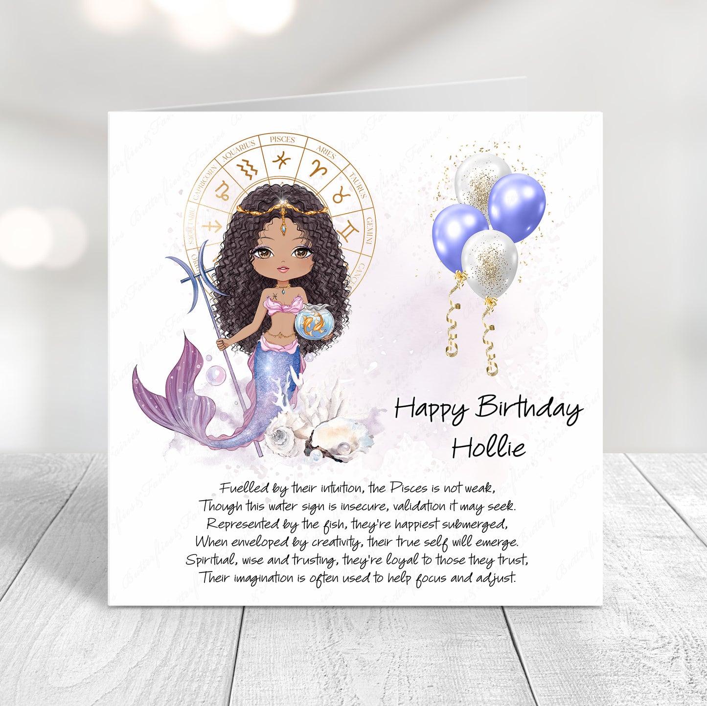 Personalised Pisces Zodiac Birthday Card – Astrology Star Sign Card – Water Sign Birthday Card