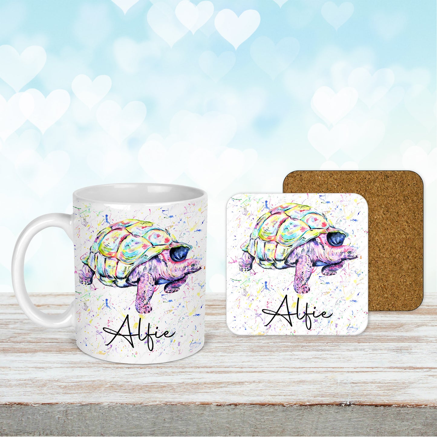 Personalised Tortoise Mug and Coaster Set