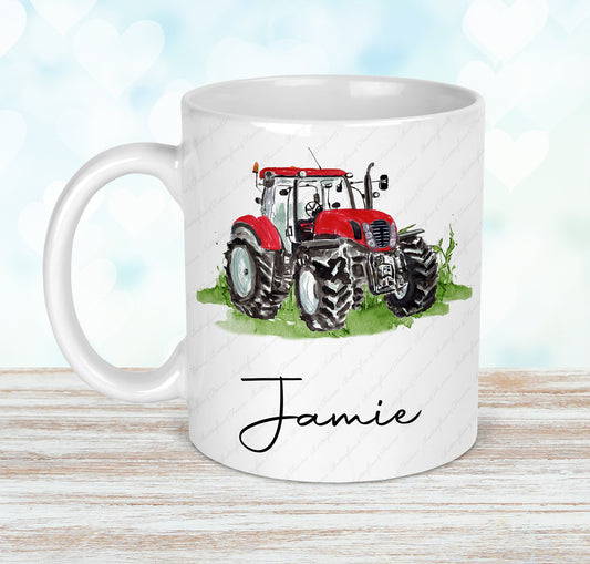 Personalised Tractor Mug and Coaster Set
