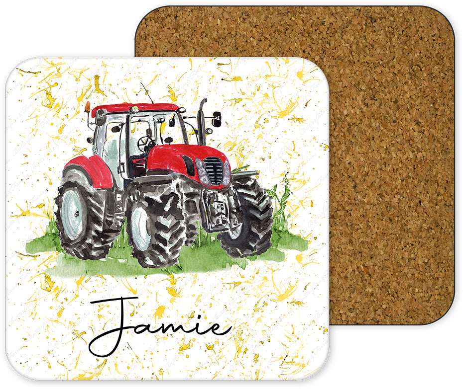 Personalised Tractor Mug and Coaster Set