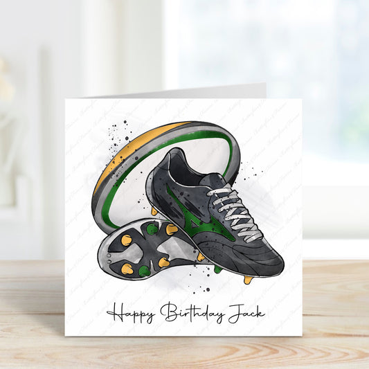 Personalised Rugby Birthday Card - Lots of Colour Options Available