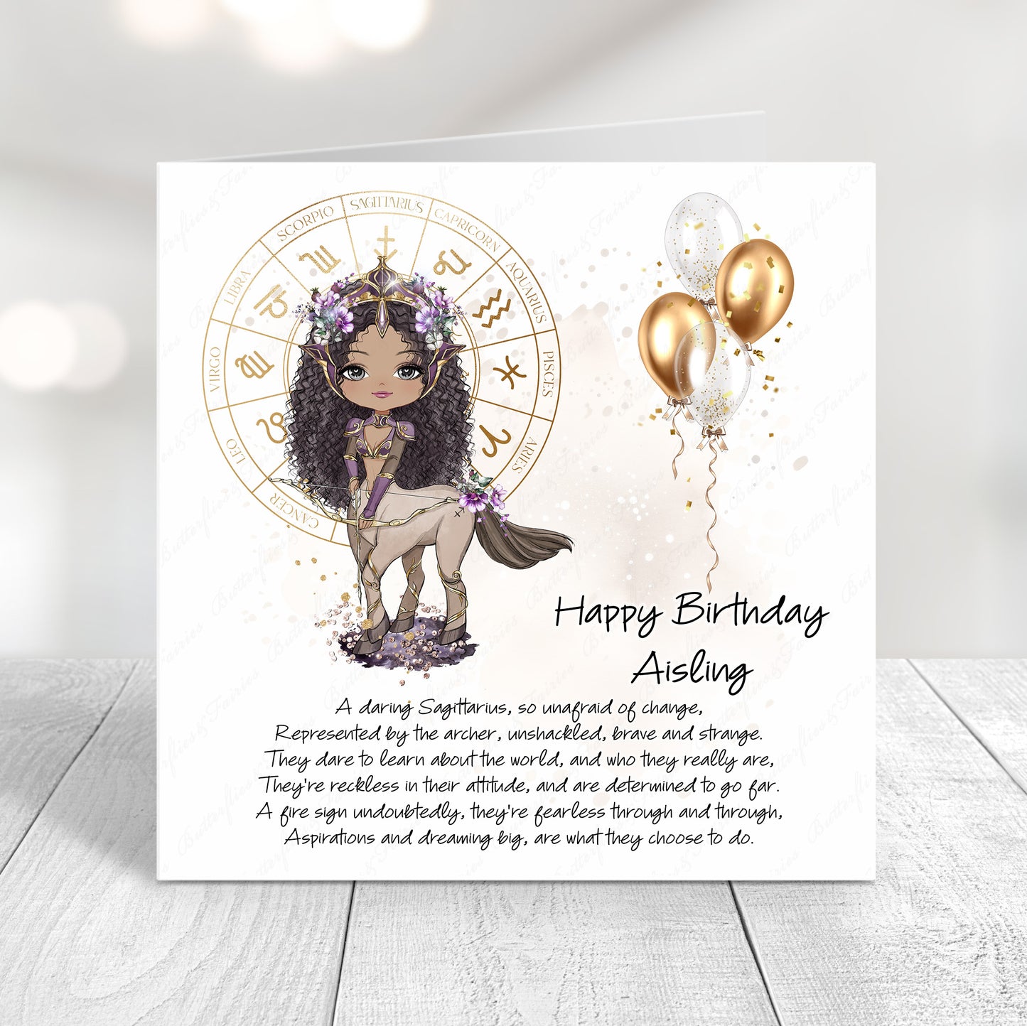 Personalised Sagittarius Zodiac Birthday Card – Astrology Star Sign Card – Fire Sign Birthday Card