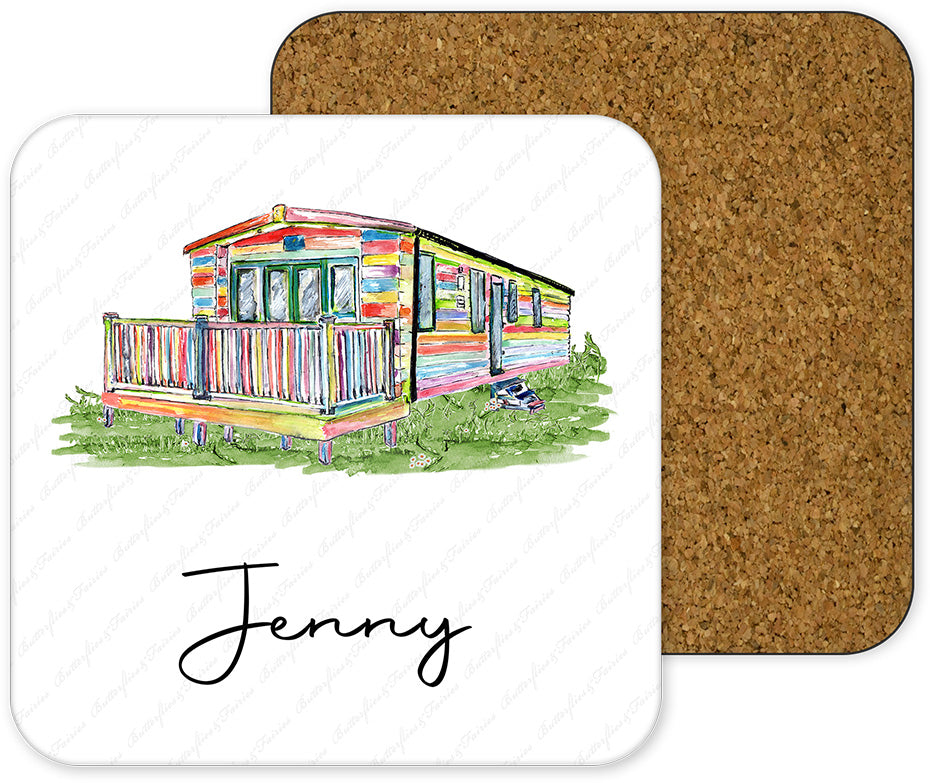 Personalised Static Caravan Mobile Home Mug and Coaster Set