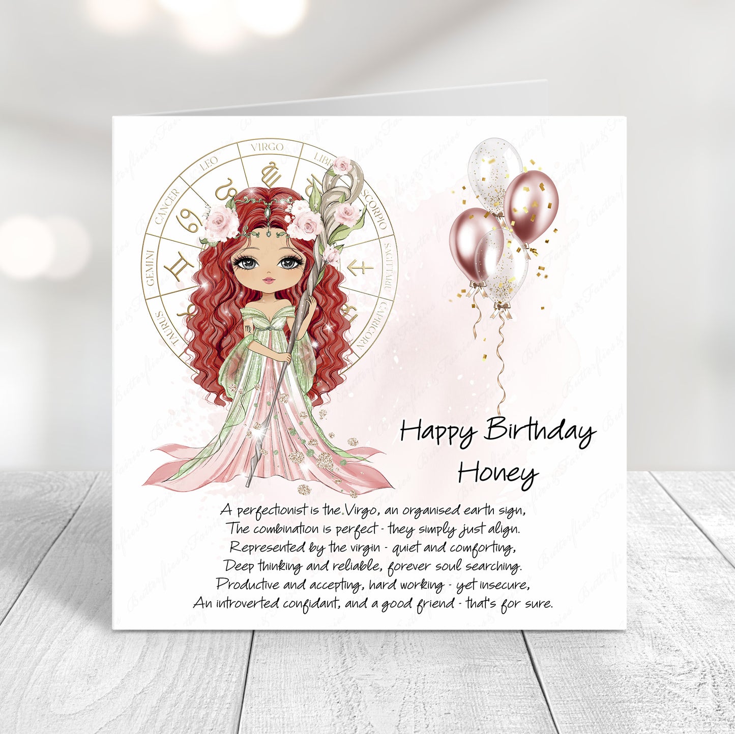 Personalised Virgo Zodiac Sign Birthday Card