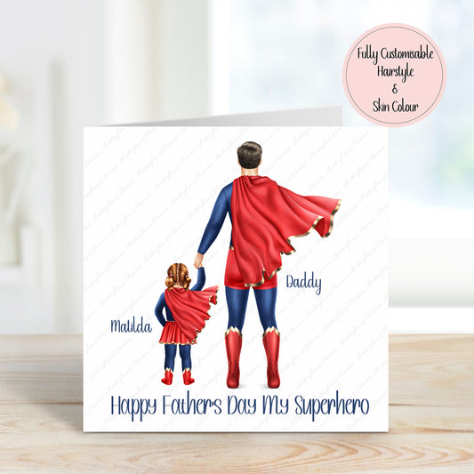 Personalised Superhero Dad & Daughter Father's Day Card