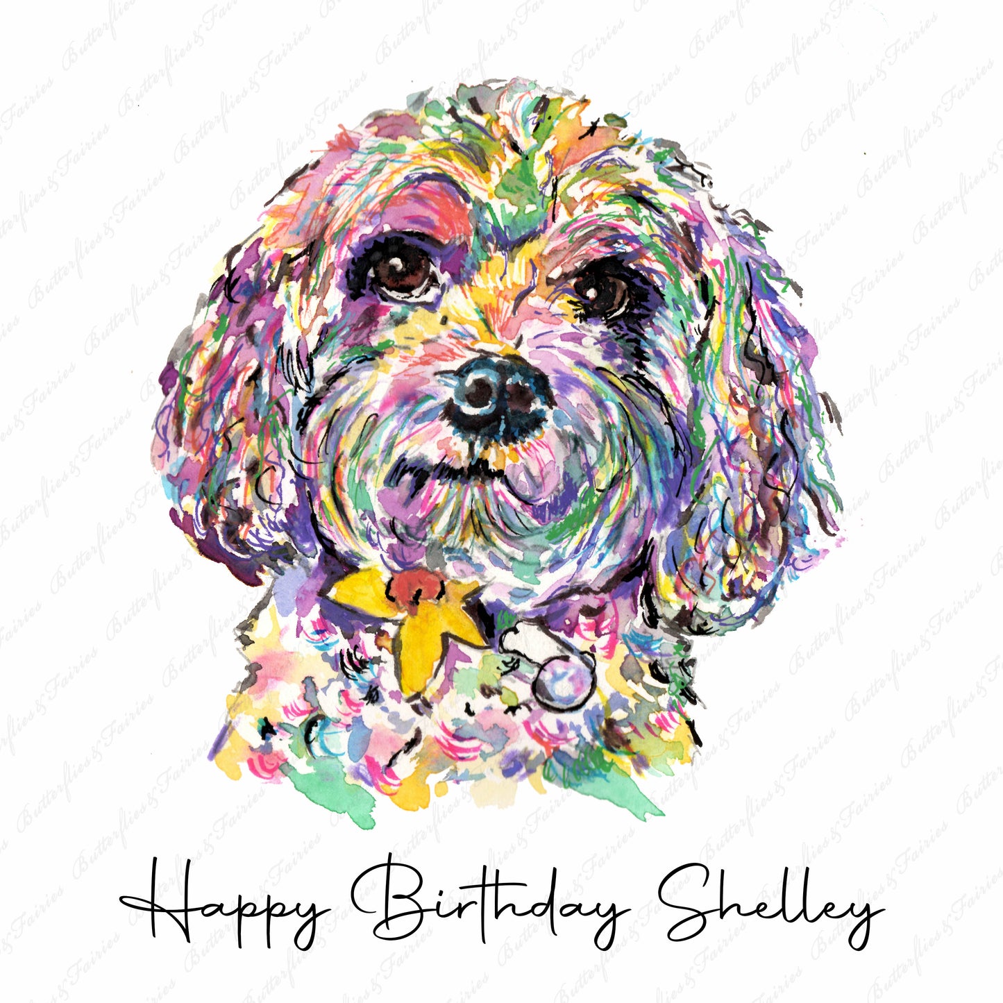 Personalised Cavapoo Dog Birthday Card