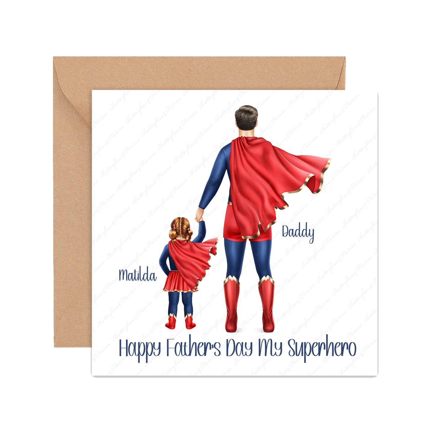 Personalised Superhero Dad & Daughter Father's Day Card