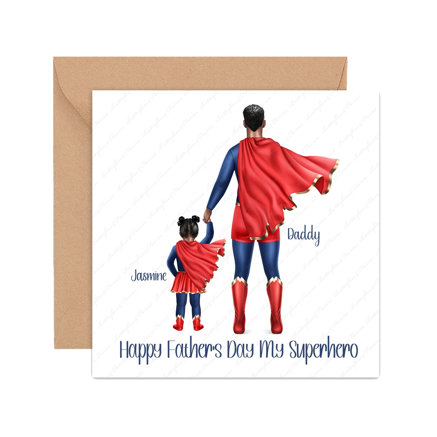 Personalised Superhero Dad & Daughter Father's Day Card