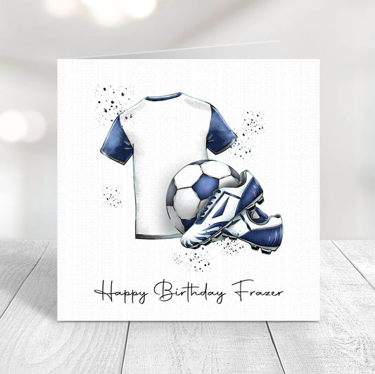 Personalised Football Birthday Card - Lots of kit colours available