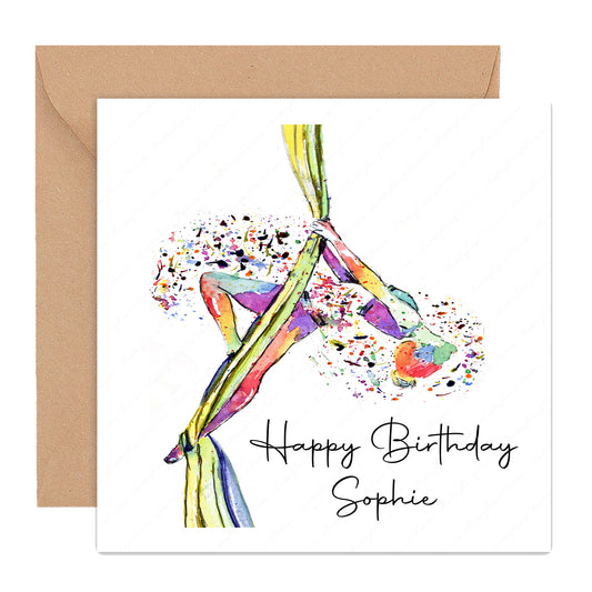 Personalised Aerial Silk Gymnast Dancer Birthday Card