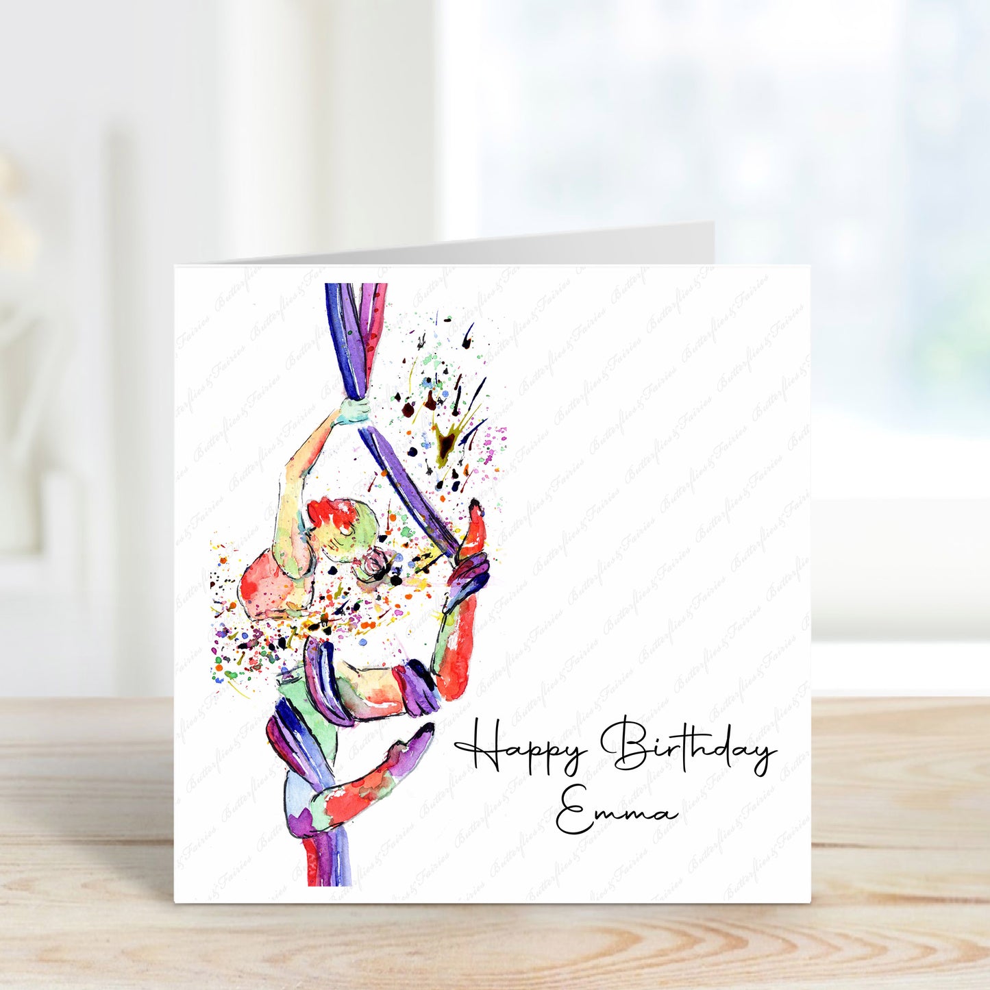 Personalised Aerial Silk Gymnast Dancer Birthday Card