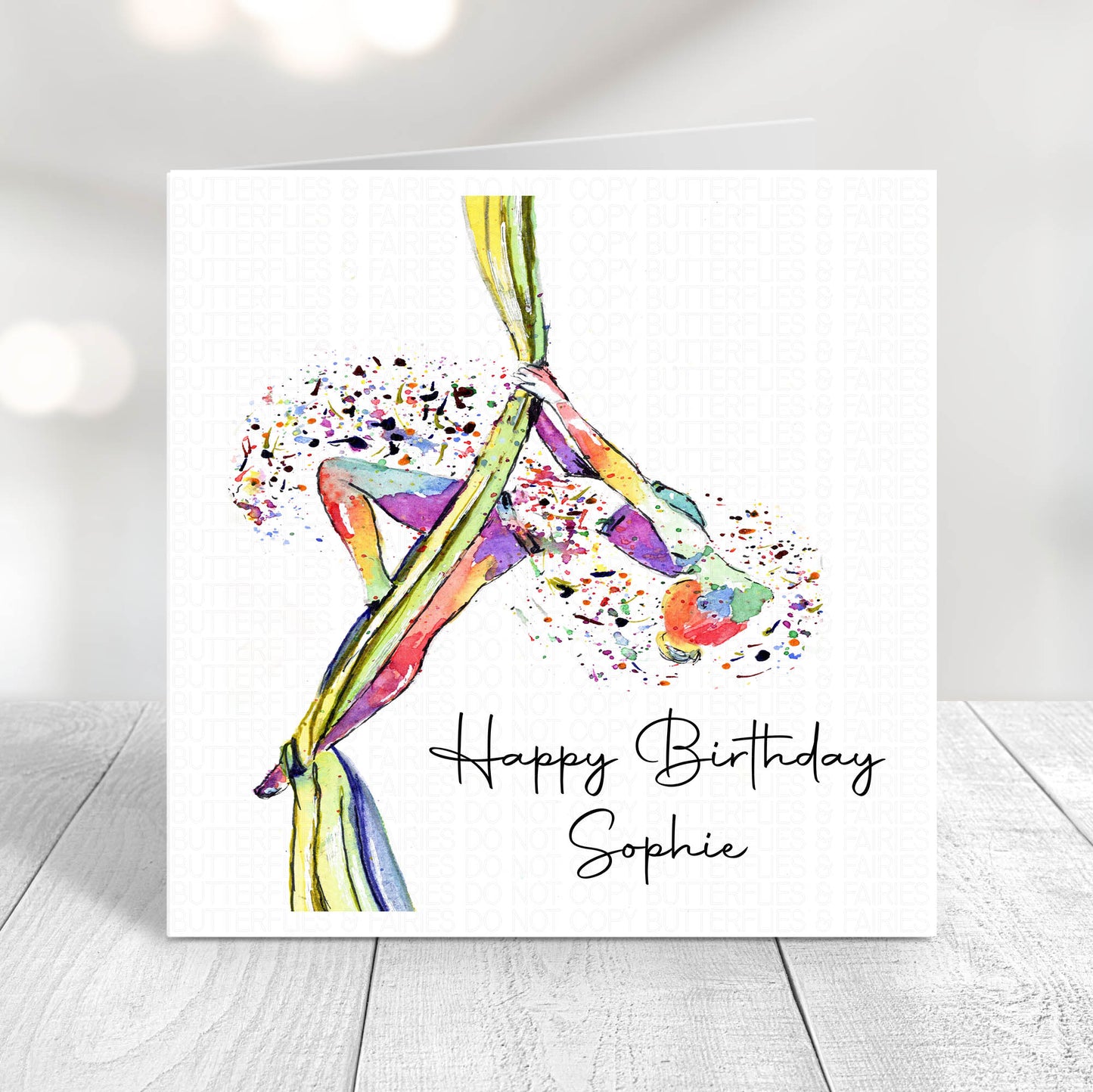 Personalised Aerial Silk Gymnast Dancer Birthday Card