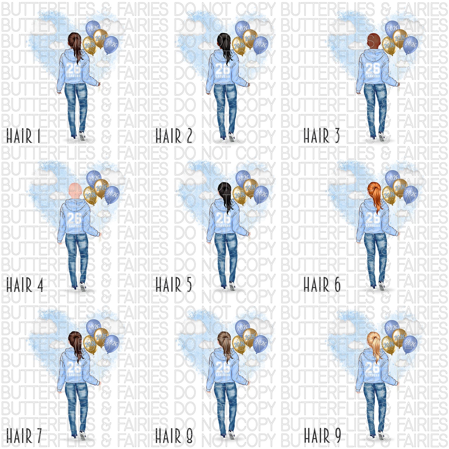 Personalised School Leaver Card 2026 – Girl with Baby Blue Leavers Hoodie | Last Day of School Card