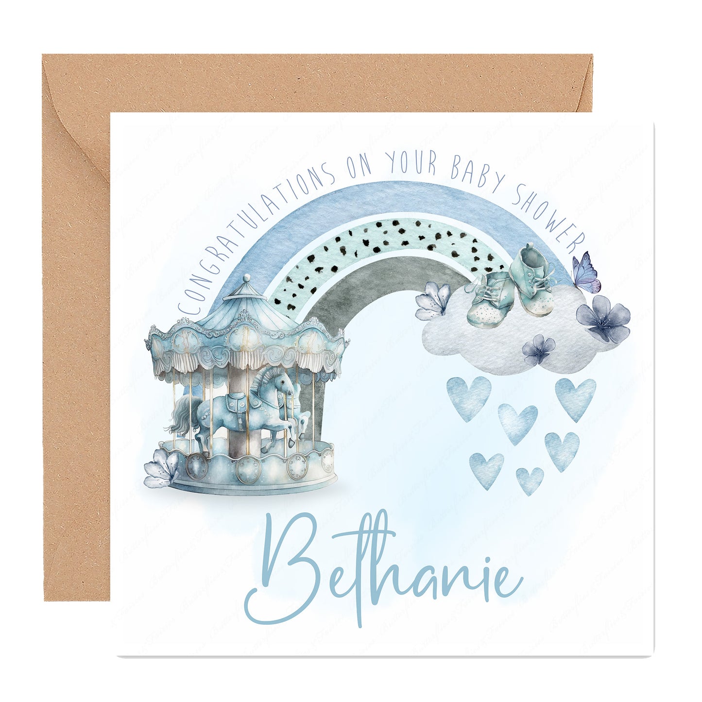 Personalised Blue Baby Shower Card