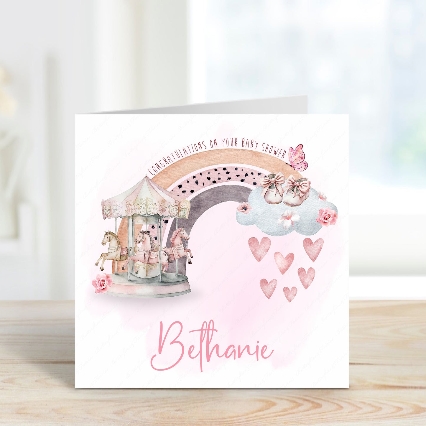 Personalised Pink Baby Shower Card