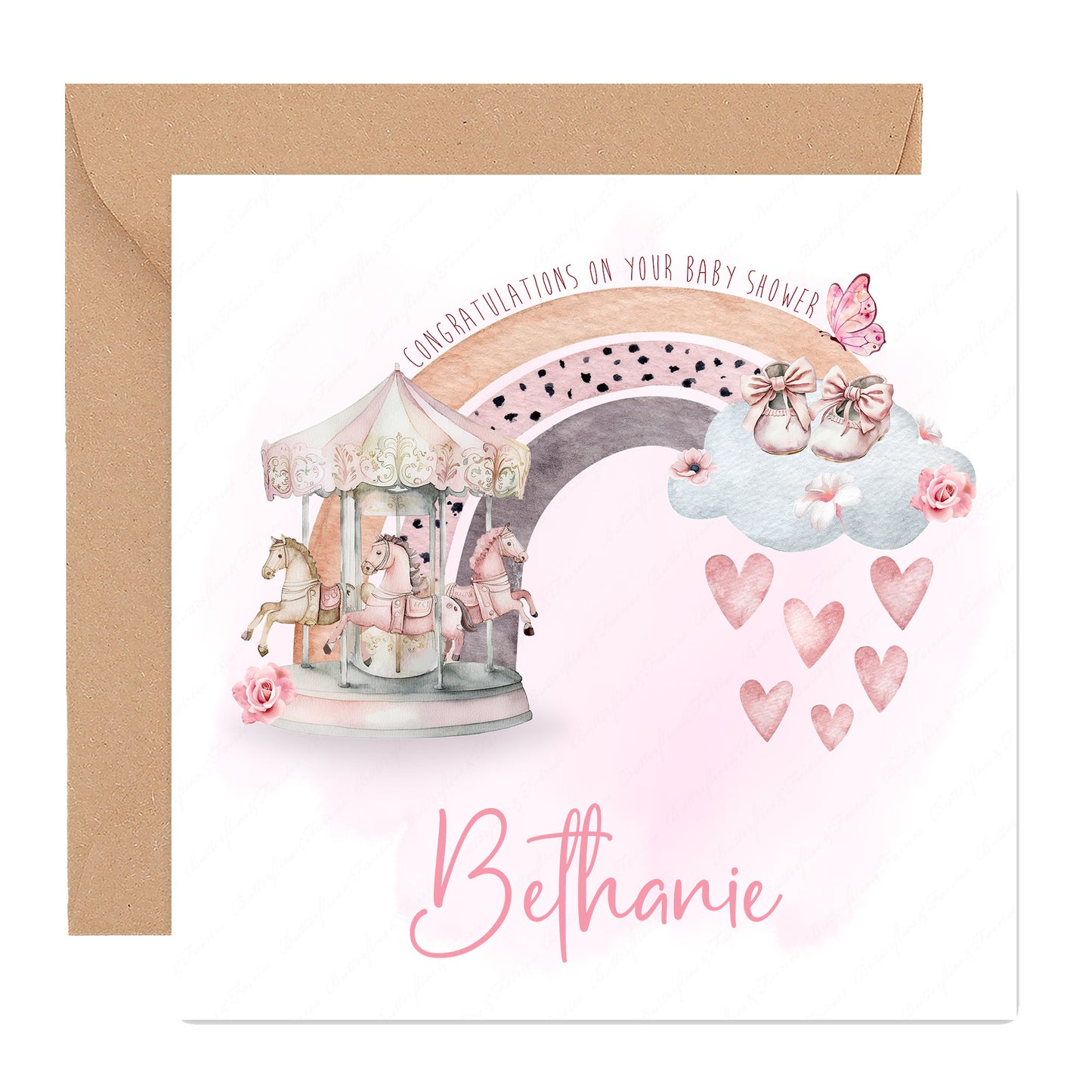 Personalised Pink Baby Shower Card