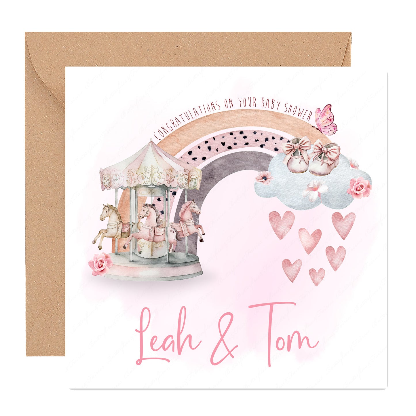 Personalised Pink Baby Shower Card