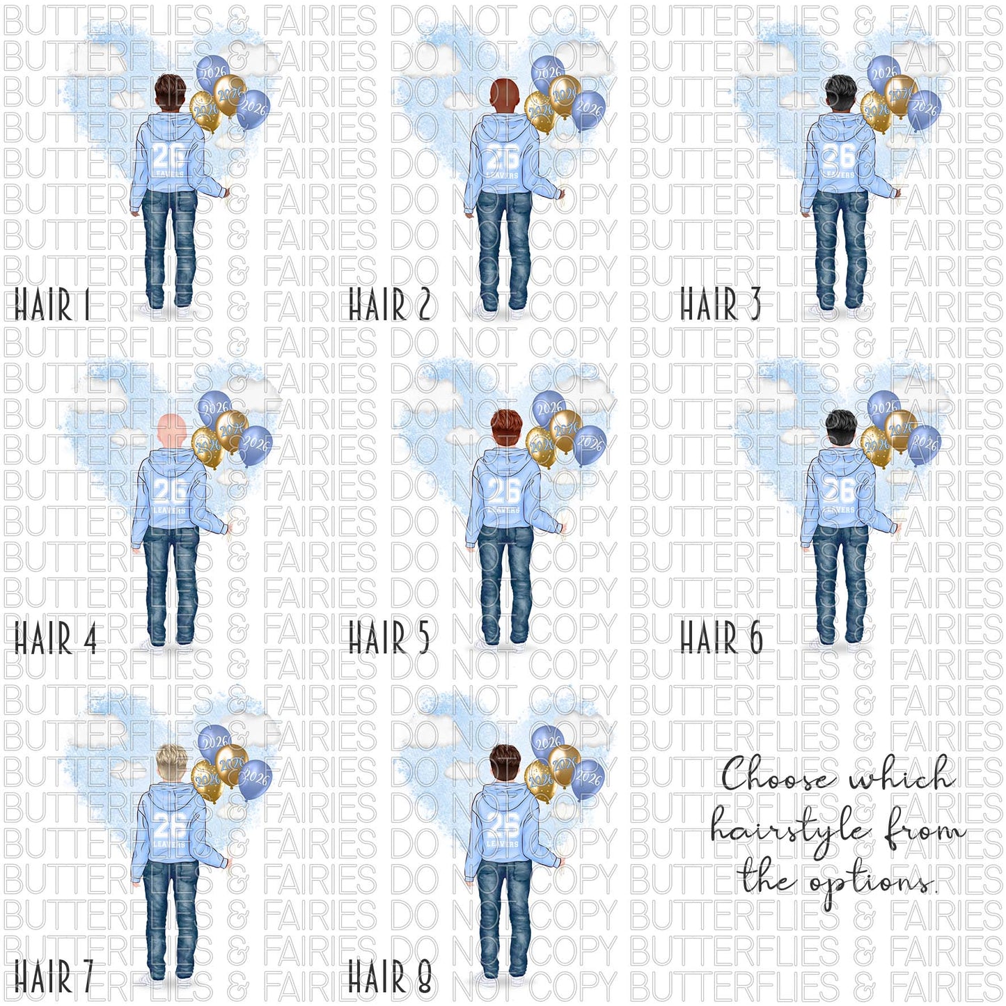 Personalised School Leaver Card 2026 – Boy with Baby Light Blue Leavers Hoodie | Last Day of School Card
