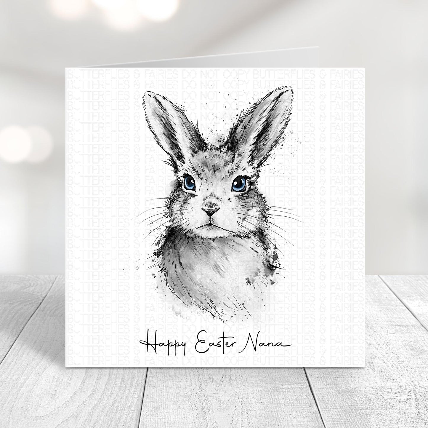 Personalised Easter Bunny Greeting Card with Name – Cute Rabbit Illustration