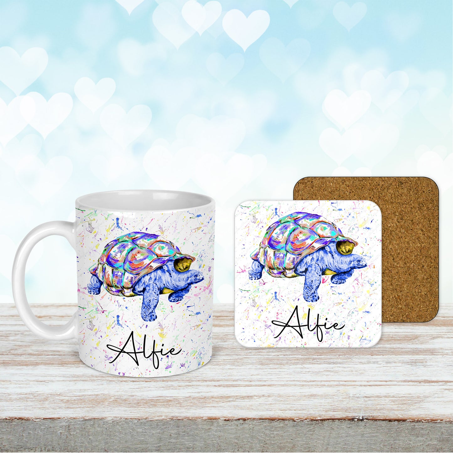 Personalised Tortoise Mug and Coaster Set