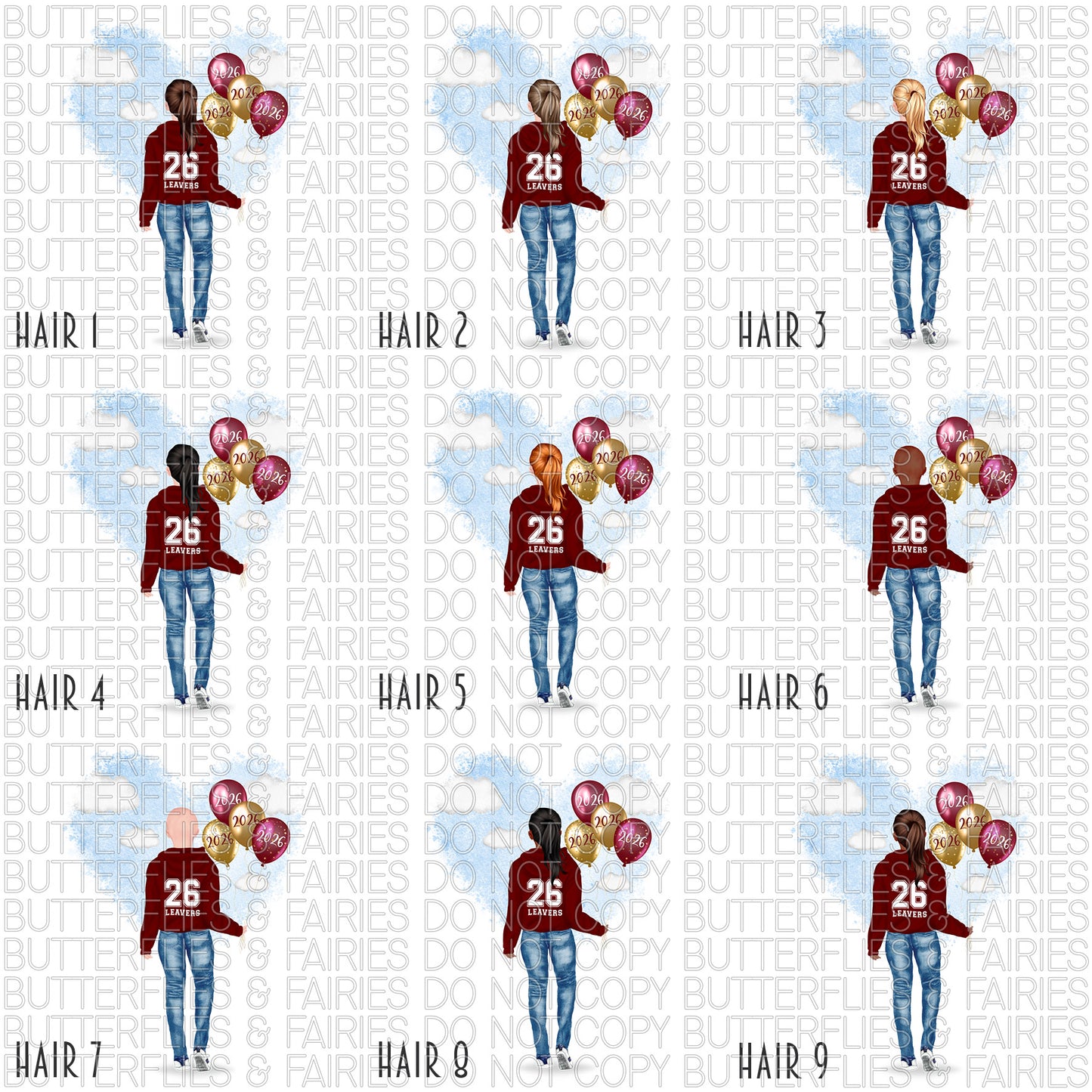 Personalised School Leaver Card 2026 – Girl with Burgundy Leavers Hoodie | Last Day of School Card
