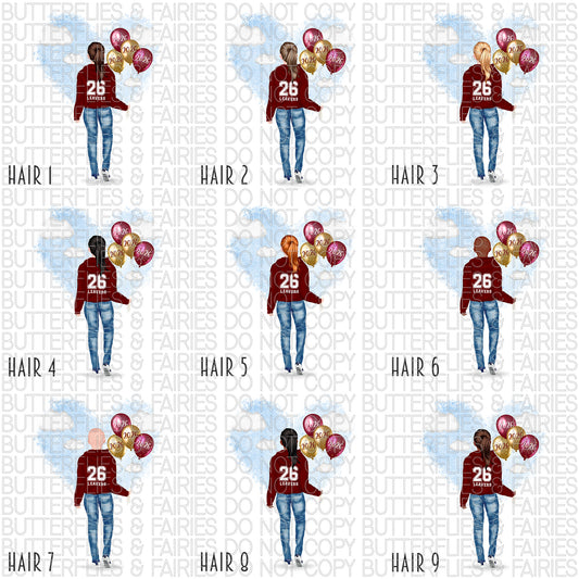 Personalised School Leaver Card 2026 – Girl with Burgundy Leavers Hoodie | Last Day of School Card