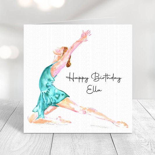 Personalised Watercolour Contemporary Dancer Birthday Card
