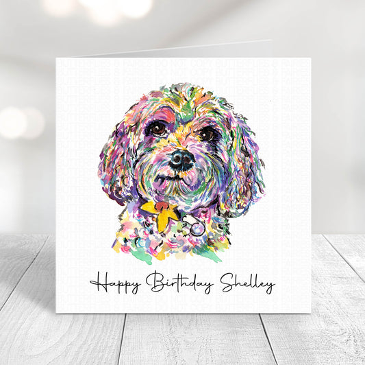 Personalised Cavapoo Dog Birthday Card