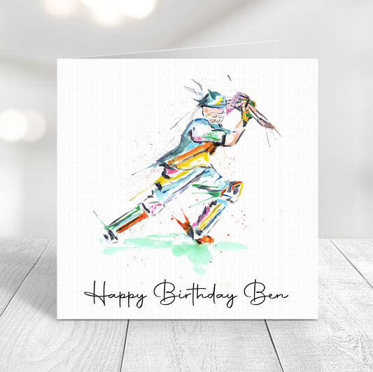 Personalised Cricketer Birthday Card