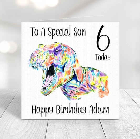 Personalised T-Rex Dinosaur Birthday Card