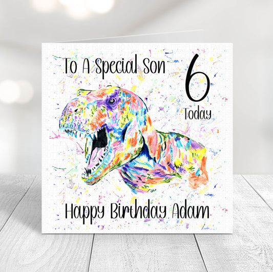 Personalised T-Rex Dinosaur Birthday Card