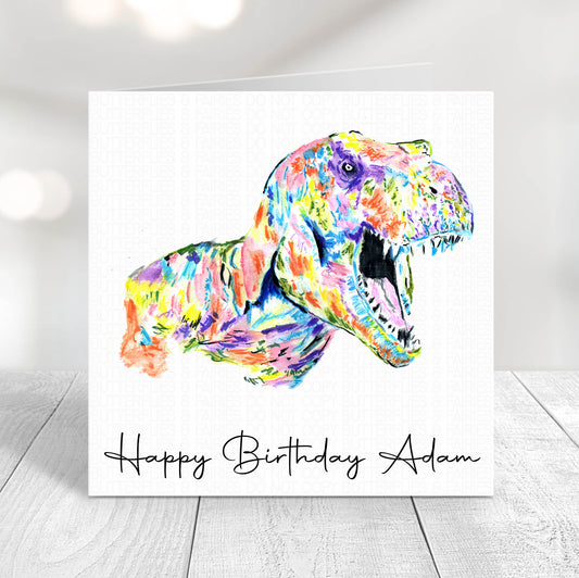 Personalised T-Rex Dinosaur Birthday Card