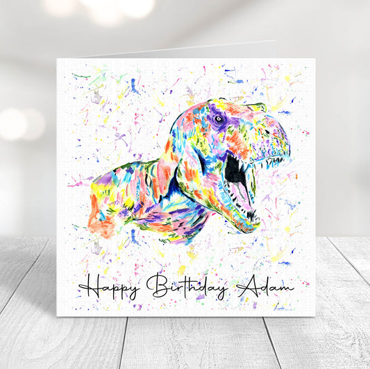 Personalised T-Rex Dinosaur Birthday Card
