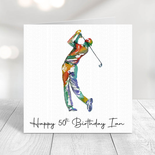 Personalised Golf Player Golfer Birthday Card