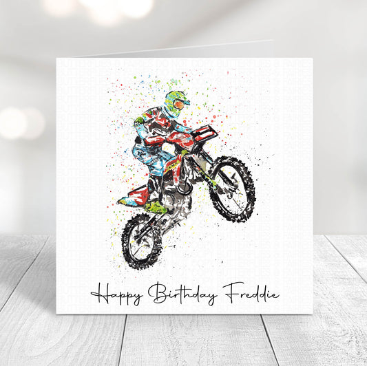 Personalised Motocross Birthday Card | Personalised Dirt Bike Birthday Card