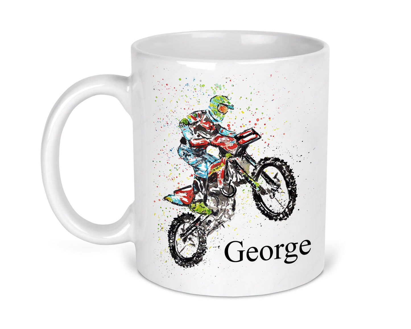 Personalised Watercolour Motocross Mug & Coaster Set