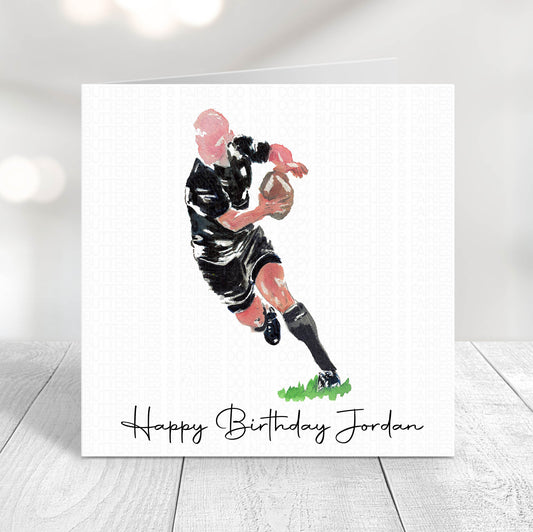 Personalised Rugby Player Birthday Card