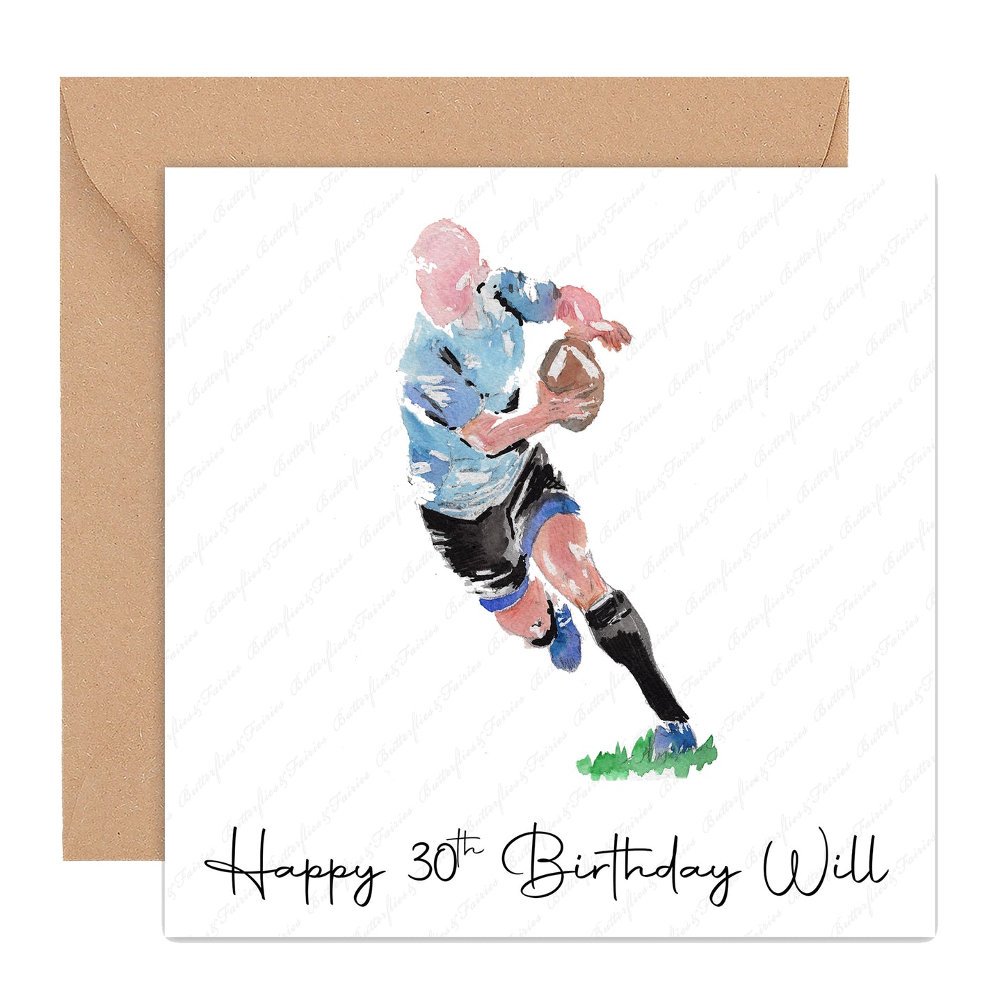 Personalised Rugby Player Birthday Card