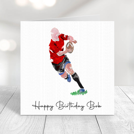 Personalised Rugby Player Birthday Card