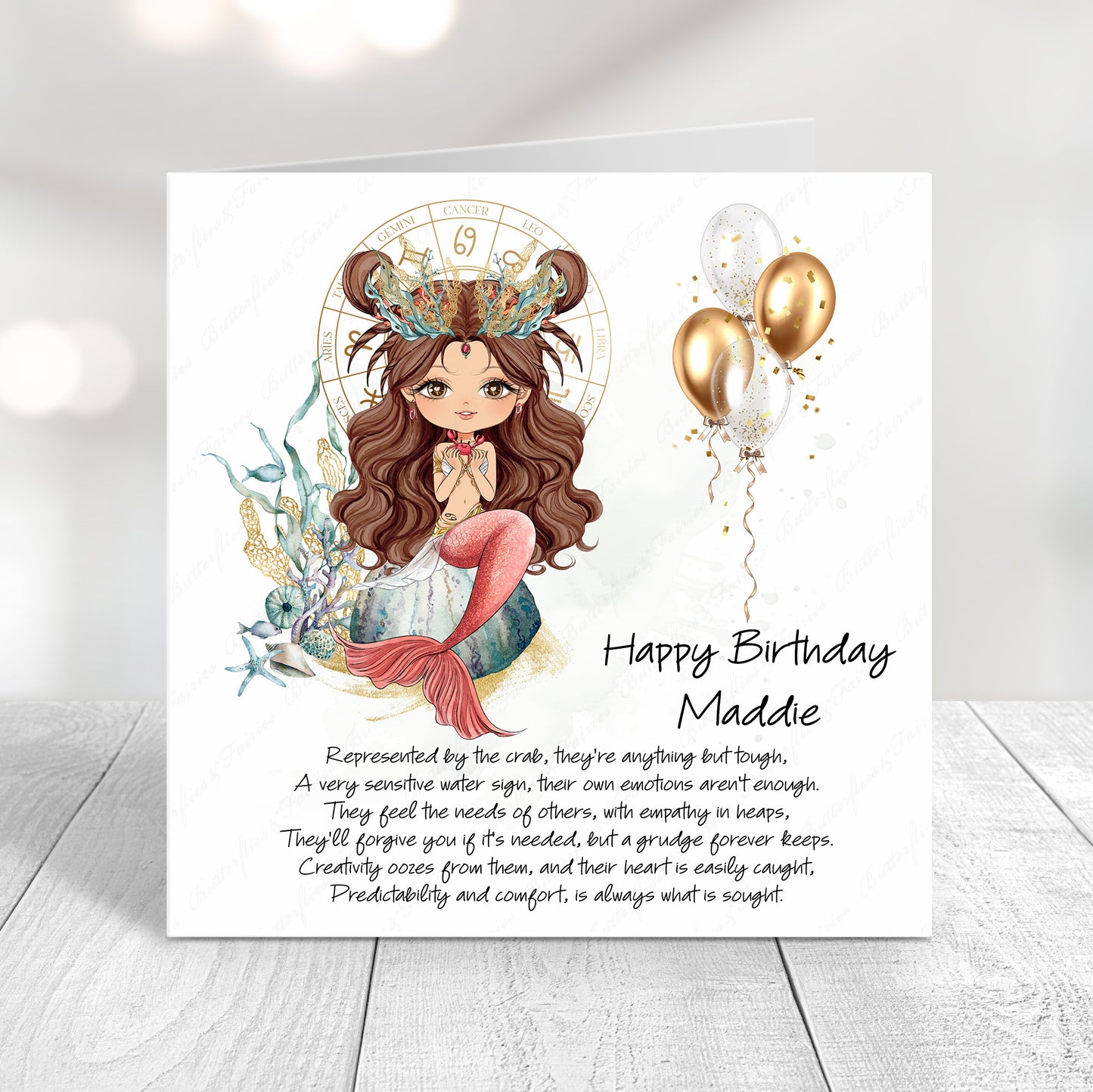 Personalised Cancer Zodiac Birthday Card – Astrology Star Sign Card – Water Sign Birthday Card