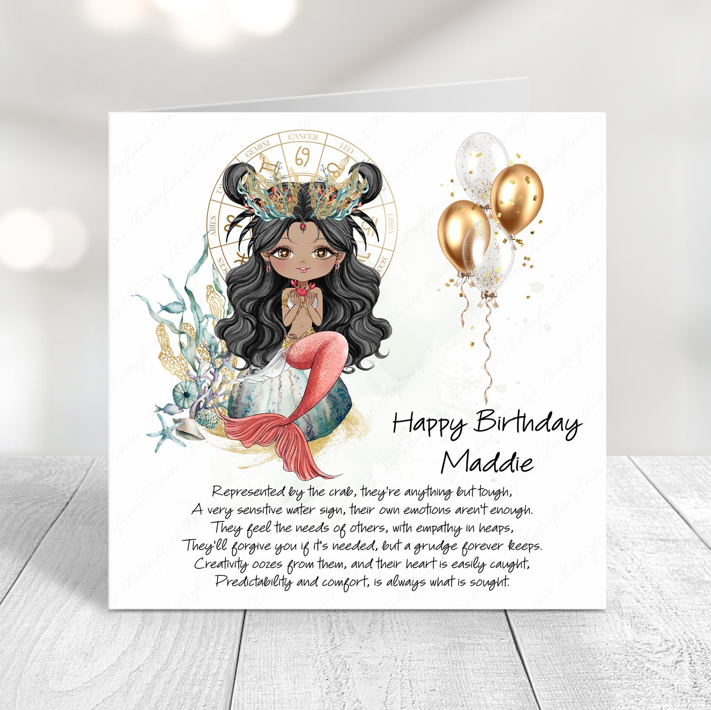 Personalised Cancer Zodiac Birthday Card – Astrology Star Sign Card – Water Sign Birthday Card