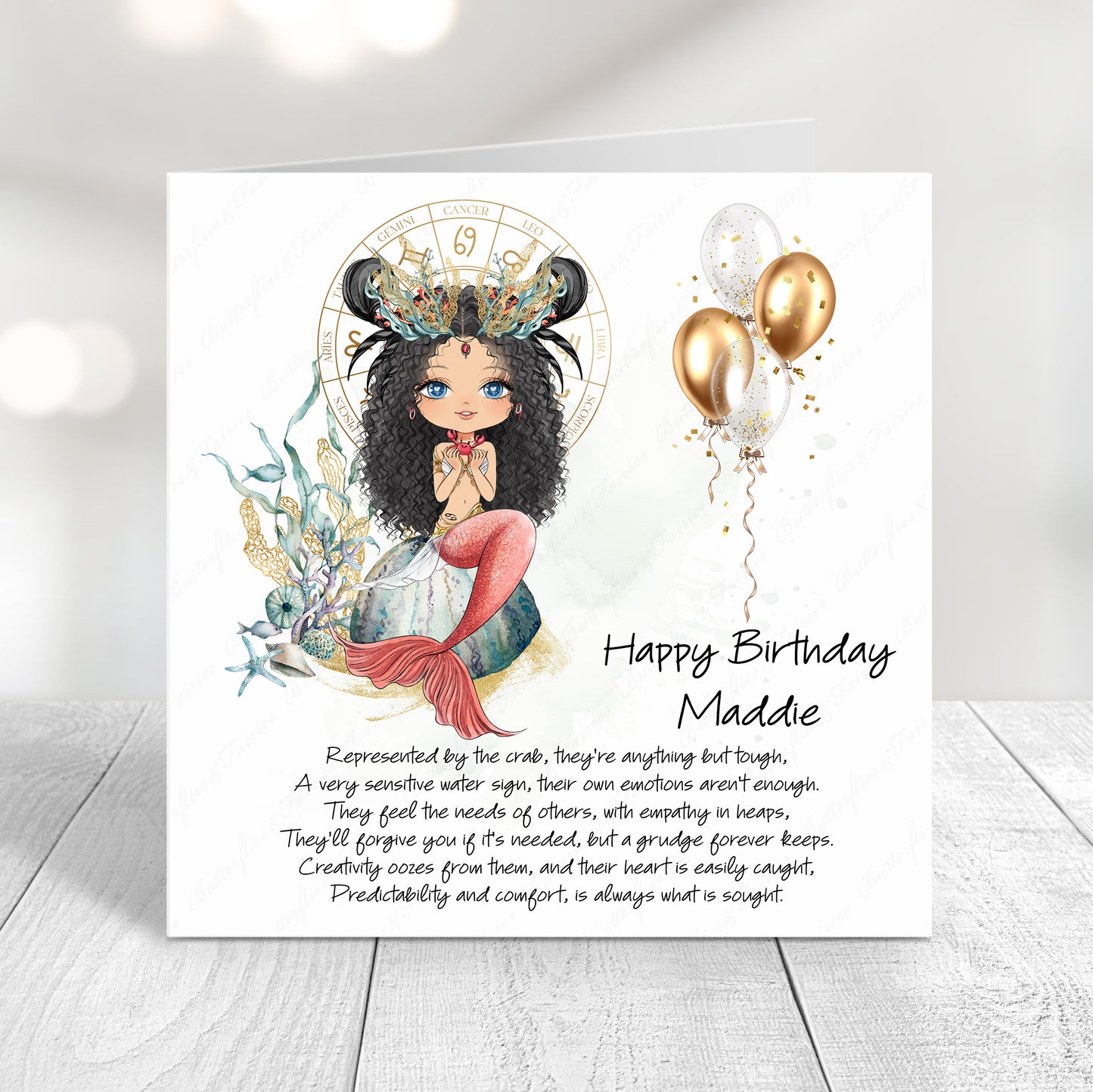 Personalised Cancer Zodiac Birthday Card – Astrology Star Sign Card – Water Sign Birthday Card