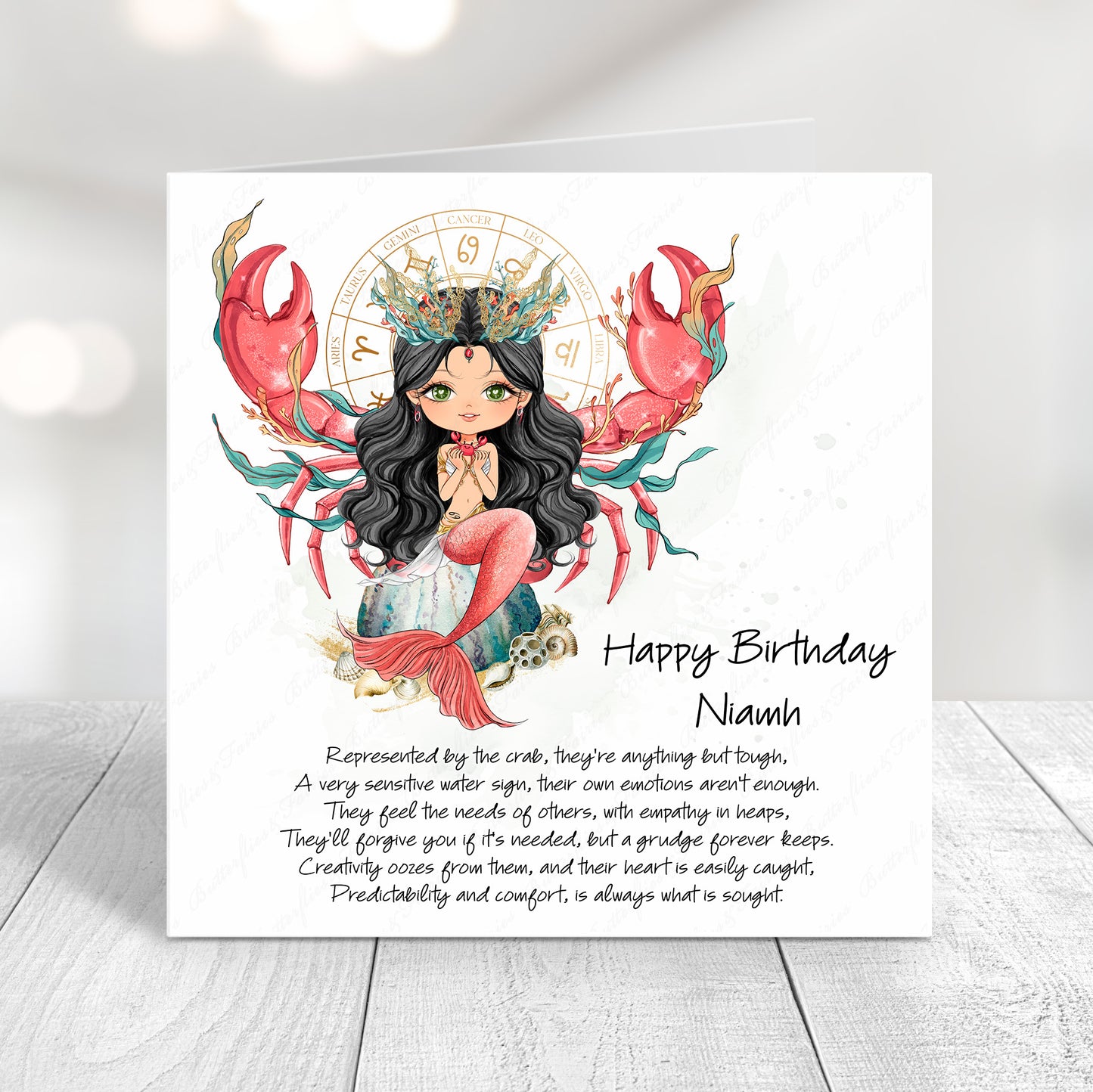 Personalised Cancer Zodiac Birthday Card – Astrology Star Sign Card – Water Crab Sign Birthday Card