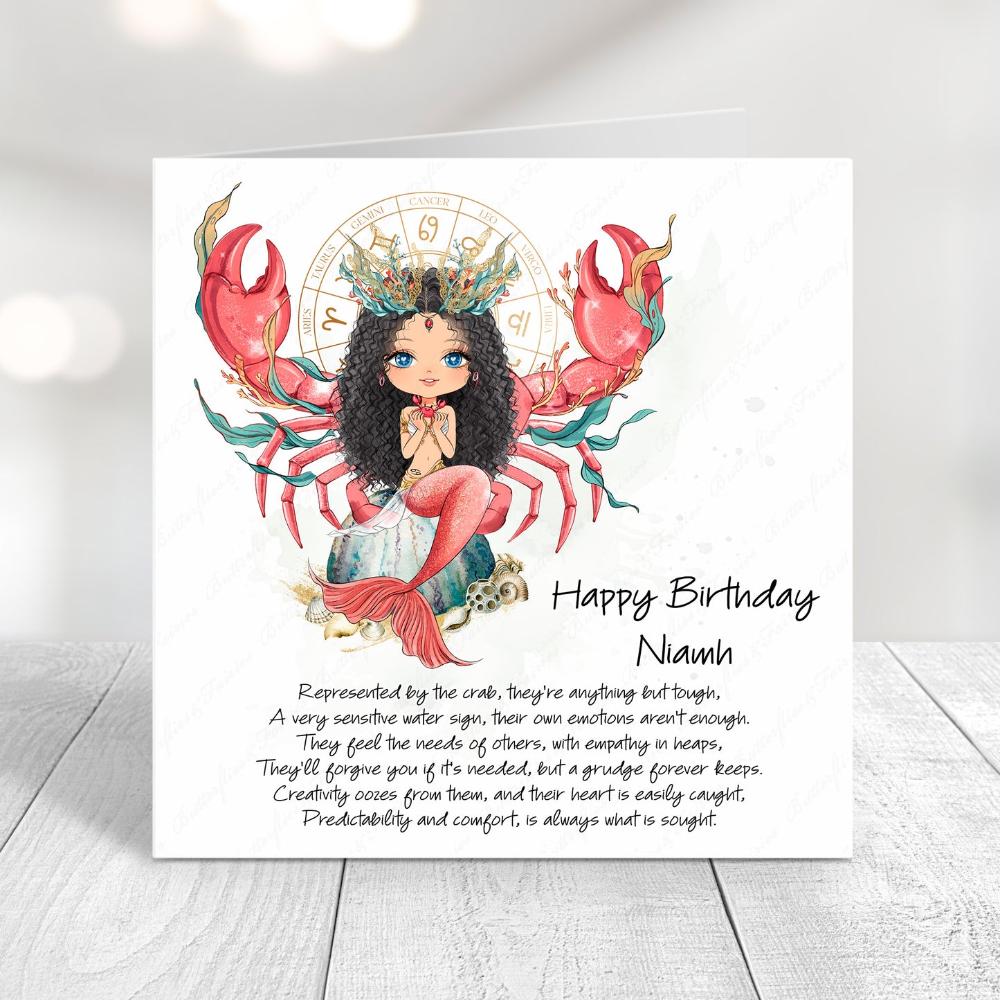 Personalised Cancer Zodiac Birthday Card – Astrology Star Sign Card – Water Crab Sign Birthday Card