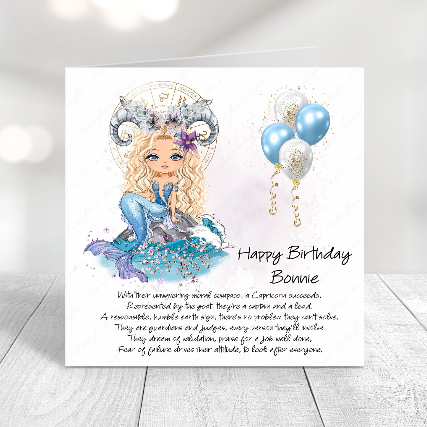 Personalised Capricorn Zodiac Birthday Card – Astrology Star Sign Card – Earth Sign Birthday Card