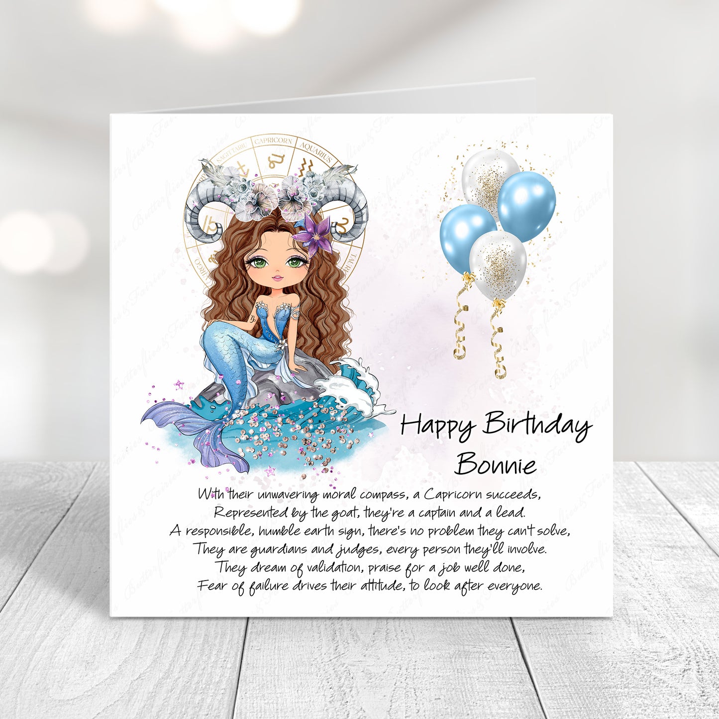 Personalised Capricorn Zodiac Birthday Card – Astrology Star Sign Card – Earth Sign Birthday Card
